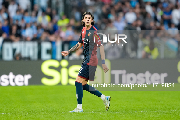 FIlippo Melegoni of Genoa CFC during the Serie A Enilive match between SS Lazio and Genoa CF at Stadio Olimpico on October 27, 2024 in Rome,...