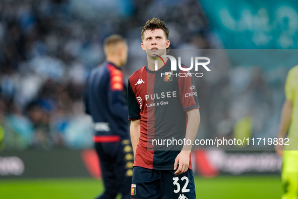 Morten Frendrup of Genoa CFC looks on during the Serie A Enilive match between SS Lazio and Genoa CF at Stadio Olimpico on October 27, 2024...