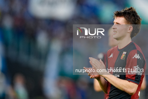 Morten Frendrup of Genoa CFC looks on during the Serie A Enilive match between SS Lazio and Genoa CF at Stadio Olimpico on October 27, 2024...