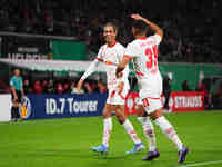 Yussuf Poulsen of Leipzig celebrate during the DFB Cup  Second Round match between RB Leipzig and FC St. Pauli at Red Bull arena, Leipzig, G...