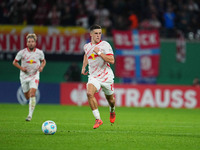 Christoph Baumgartner of Leipzig controls the ball during the DFB Cup  Second Round match between RB Leipzig and FC St. Pauli at Red Bull ar...