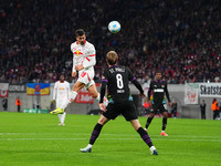 André Silva of Leipzig heads during the DFB Cup  Second Round match between RB Leipzig and FC St. Pauli at Red Bull arena, Leipzig, Germany...