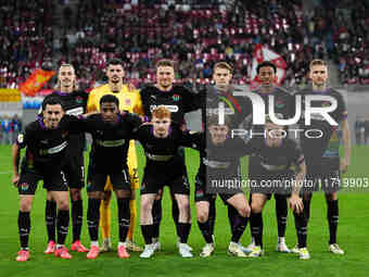   FC St. Pauli team during the DFB Cup  Second Round match between RB Leipzig and FC St. Pauli at Red Bull arena, Leipzig, Germany on Octobe...