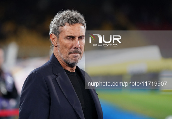 Luca Gotti, head coach of US Lecce, watches the Serie A match between Lecce and Verona in Lecce, Italy, on October 29, 2024. 