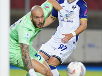 Daniele Ghilardi of Hellas Verona is in action during the Serie A match between Lecce and Verona in Lecce, Italy, on October 29, 2024. (