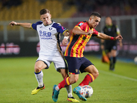 Nikola Krstovic of US Lecce is in action during the Serie A match between Lecce and Verona in Lecce, Italy, on October 29, 2024. (