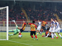 Nikola Krstovic of US Lecce is in action during the Serie A match between Lecce and Verona in Lecce, Italy, on October 29, 2024. (