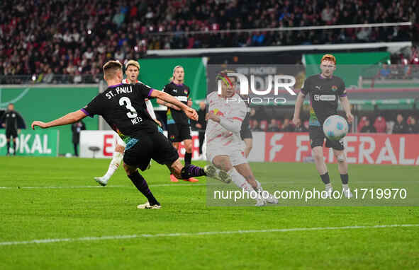 /#3/ /#2/  during the DFB Cup  Second Round match between RB Leipzig and FC St. Pauli at Red Bull arena, Leipzig, Germany on October 26, 202...