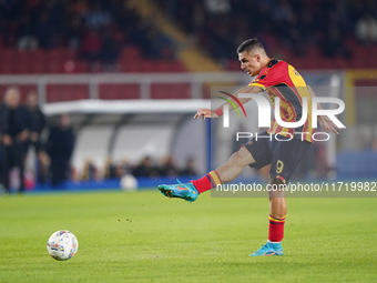 Nikola Krstovic of US Lecce is in action during the Serie A match between Lecce and Verona in Lecce, Italy, on October 29, 2024. (