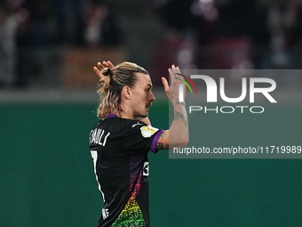 Jackson Irvine of FC St. Pauli /;/ during the DFB Cup  Second Round match between RB Leipzig and FC St. Pauli at Red Bull arena, Leipzig, Ge...