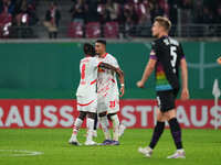 Benjamin Henrichs of Leipzig with post game celebration during the DFB Cup  Second Round match between RB Leipzig and FC St. Pauli at Red Bu...