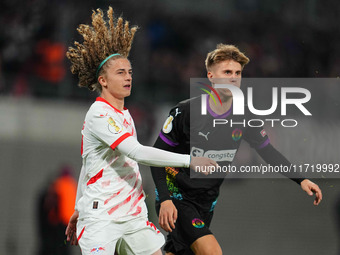 Viggo Gebel of Leipzig looks on during the DFB Cup  Second Round match between RB Leipzig and FC St. Pauli at Red Bull arena, Leipzig, Germa...