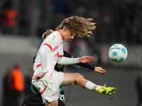 Viggo Gebel of Leipzig controls the ball during the DFB Cup  Second Round match between RB Leipzig and FC St. Pauli at Red Bull arena, Leipz...