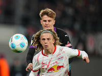 Viggo Gebel of Leipzig controls the ball during the DFB Cup  Second Round match between RB Leipzig and FC St. Pauli at Red Bull arena, Leipz...