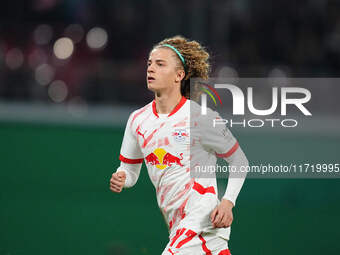 Viggo Gebel of Leipzig looks on during the DFB Cup  Second Round match between RB Leipzig and FC St. Pauli at Red Bull arena, Leipzig, Germa...