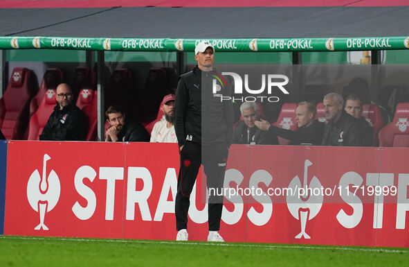 Alexander Blessin of FC St. Pauli looks on during the DFB Cup  Second Round match between RB Leipzig and FC St. Pauli at Red Bull arena, Lei...