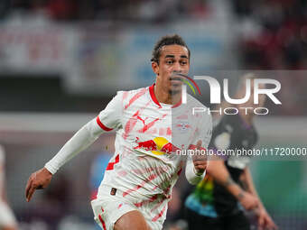 Yussuf Poulsen of Leipzig looks on during the DFB Cup  Second Round match between RB Leipzig and FC St. Pauli at Red Bull arena, Leipzig, Ge...