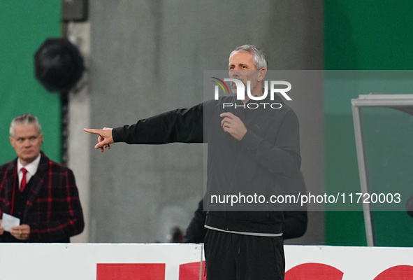 Marco Rose of Leipzig looks on during the DFB Cup  Second Round match between RB Leipzig and FC St. Pauli at Red Bull arena, Leipzig, German...