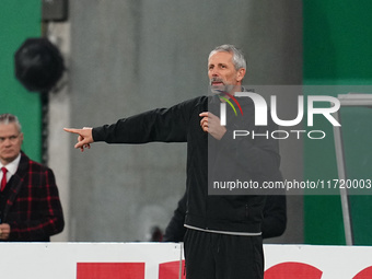 Marco Rose of Leipzig looks on during the DFB Cup  Second Round match between RB Leipzig and FC St. Pauli at Red Bull arena, Leipzig, German...