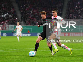 Philipp Treu of FC St. Pauli controls the ball during the DFB Cup  Second Round match between RB Leipzig and FC St. Pauli at Red Bull arena,...