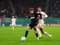 Philipp Treu of FC St. Pauli controls the ball during the DFB Cup  Second Round match between RB Leipzig and FC St. Pauli at Red Bull arena,...