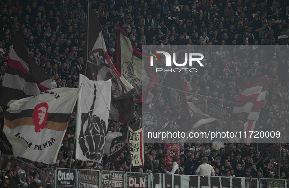   FC St. Pauli fans during the DFB Cup  Second Round match between RB Leipzig and FC St. Pauli at Red Bull arena, Leipzig, Germany on Octobe...