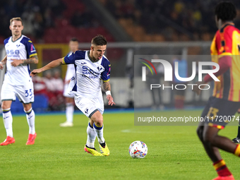 Tomas Suslov of Hellas Verona is in action during the Serie A match between Lecce and Verona in Lecce, Italy, on October 29, 2024. (