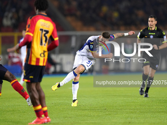 Tomas Suslov of Hellas Verona is in action during the Serie A match between Lecce and Verona in Lecce, Italy, on October 29, 2024. (