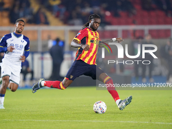 Kialonda Gaspar of US Lecce is in action during the Serie A match between Lecce and Verona in Lecce, Italy, on October 29, 2024. (