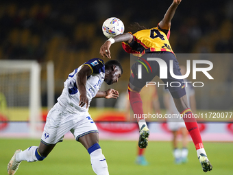 Kialonda Gaspar of US Lecce is in action during the Serie A match between Lecce and Verona in Lecce, Italy, on October 29, 2024. (