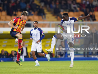 Daniel Mosquera of Hellas Verona is in action during the Serie A match between Lecce and Verona in Lecce, Italy, on October 29, 2024. (