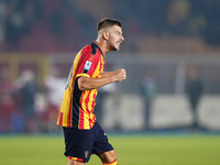 Ylber Ramadani of US Lecce gestures during the Serie A match between Lecce and Verona in Lecce, Italy, on October 29, 2024. (