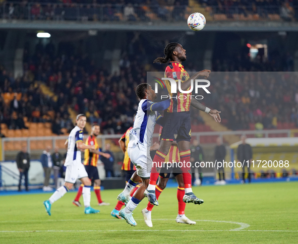 Kialonda Gaspar of US Lecce is in action during the Serie A match between Lecce and Verona in Lecce, Italy, on October 29, 2024. 