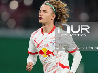 Viggo Gebel of Leipzig looks on during the DFB Cup  Second Round match between RB Leipzig and FC St. Pauli at Red Bull arena, Leipzig, Germa...