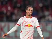 Yussuf Poulsen of Leipzig looks on during the DFB Cup  Second Round match between RB Leipzig and FC St. Pauli at Red Bull arena, Leipzig, Ge...