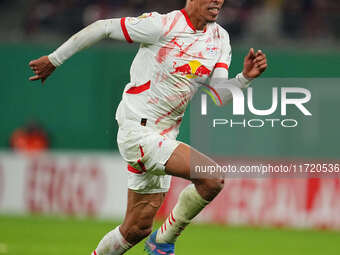 Yussuf Poulsen of Leipzig looks on during the DFB Cup  Second Round match between RB Leipzig and FC St. Pauli at Red Bull arena, Leipzig, Ge...