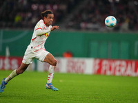 Yussuf Poulsen of Leipzig controls the ball during the DFB Cup  Second Round match between RB Leipzig and FC St. Pauli at Red Bull arena, Le...