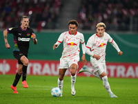 Antonio Nusa of Leipzig controls the ball during the DFB Cup  Second Round match between RB Leipzig and FC St. Pauli at Red Bull arena, Leip...