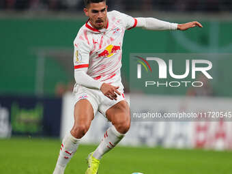 André Silva of Leipzig controls the ball during the DFB Cup  Second Round match between RB Leipzig and FC St. Pauli at Red Bull arena, Leipz...