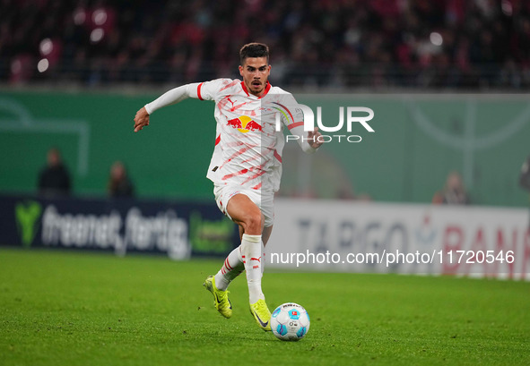 André Silva of Leipzig controls the ball during the DFB Cup  Second Round match between RB Leipzig and FC St. Pauli at Red Bull arena, Leipz...