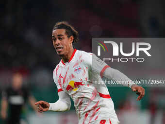 Yussuf Poulsen of Leipzig looks on during the DFB Cup  Second Round match between RB Leipzig and FC St. Pauli at Red Bull arena, Leipzig, Ge...