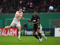 Lukas Klostermann of Leipzig heads during the DFB Cup  Second Round match between RB Leipzig and FC St. Pauli at Red Bull arena, Leipzig, Ge...