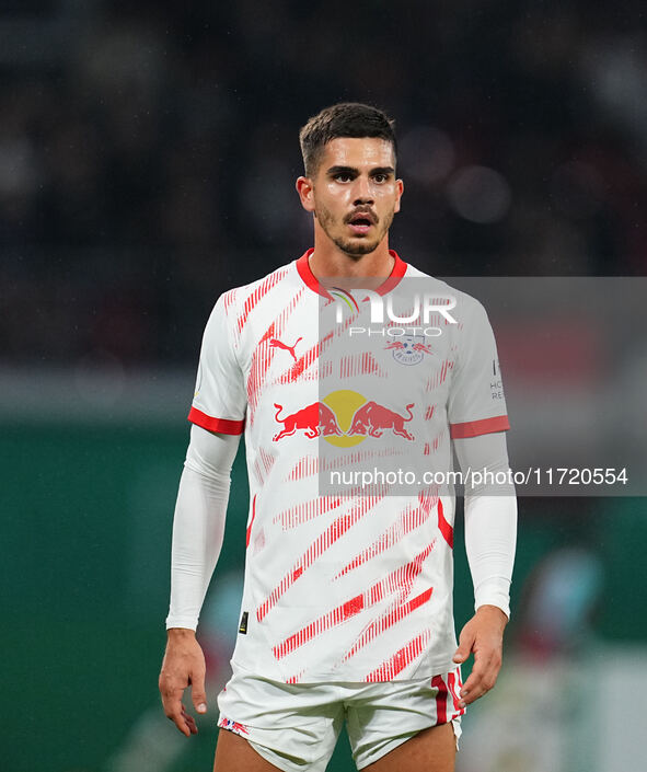 André Silva of Leipzig looks on during the DFB Cup  Second Round match between RB Leipzig and FC St. Pauli at Red Bull arena, Leipzig, Germa...