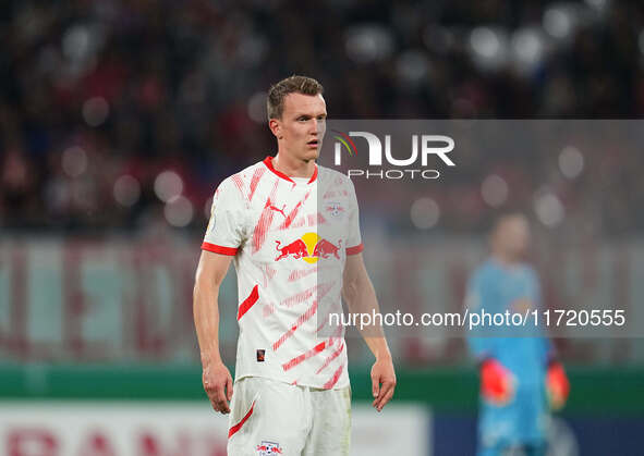 Lukas Klostermann of Leipzig looks on during the DFB Cup  Second Round match between RB Leipzig and FC St. Pauli at Red Bull arena, Leipzig,...