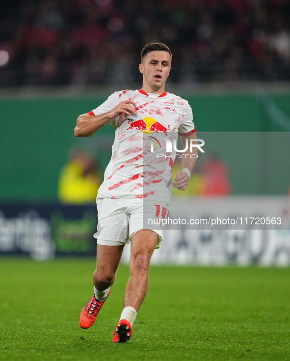 Christoph Baumgartner of Leipzig looks on during the DFB Cup  Second Round match between RB Leipzig and FC St. Pauli at Red Bull arena, Leip...