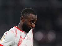 Lutsharel Geertruida of Leipzig looks on during the DFB Cup  Second Round match between RB Leipzig and FC St. Pauli at Red Bull arena, Leipz...