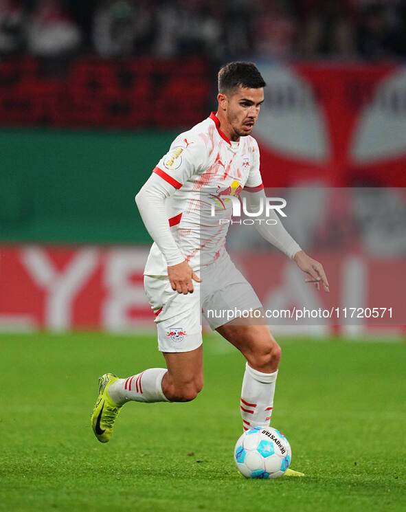 André Silva of Leipzig controls the ball during the DFB Cup  Second Round match between RB Leipzig and FC St. Pauli at Red Bull arena, Leipz...