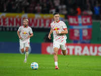 Christoph Baumgartner of Leipzig controls the ball during the DFB Cup  Second Round match between RB Leipzig and FC St. Pauli at Red Bull ar...