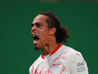 Yussuf Poulsen of Leipzig celebrate during the DFB Cup  Second Round match between RB Leipzig and FC St. Pauli at Red Bull arena, Leipzig, G...