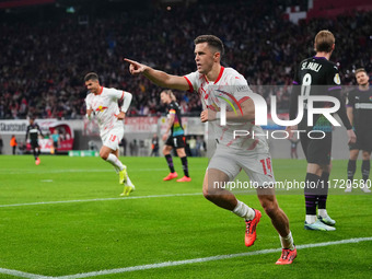 Christoph Baumgartner of Leipzig celebrate during the DFB Cup  Second Round match between RB Leipzig and FC St. Pauli at Red Bull arena, Lei...